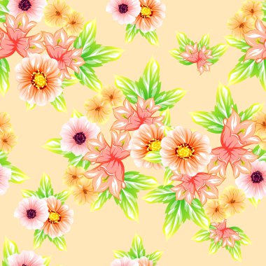 Sorunsuz vintage tarzı çiçek deseni. Renkli çiçek öğeleri