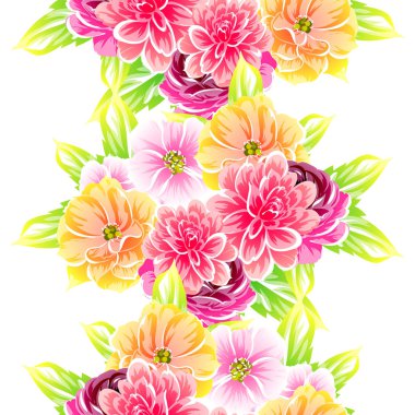 Sorunsuz vintage tarzı çiçek deseni. Renkli çiçek öğeleri