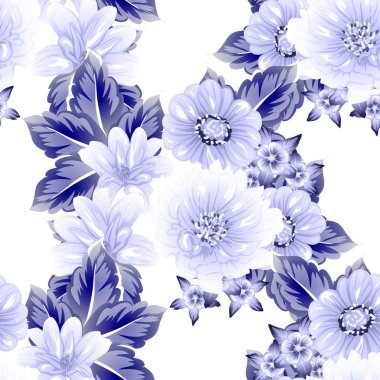 Sorunsuz vintage tarzı çiçek deseni. Kontur çiçek öğeleri