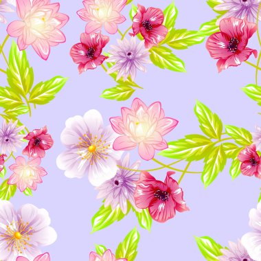 Sorunsuz vintage tarzı çiçek deseni. Renkli çiçek öğeleri