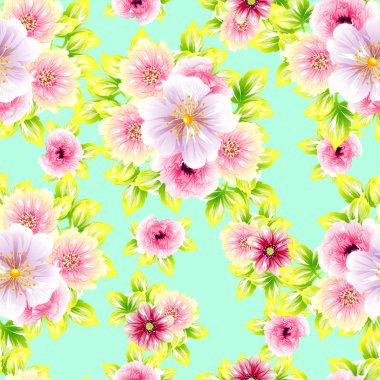 Sorunsuz vintage tarzı çiçek deseni. Renkli çiçek öğeleri