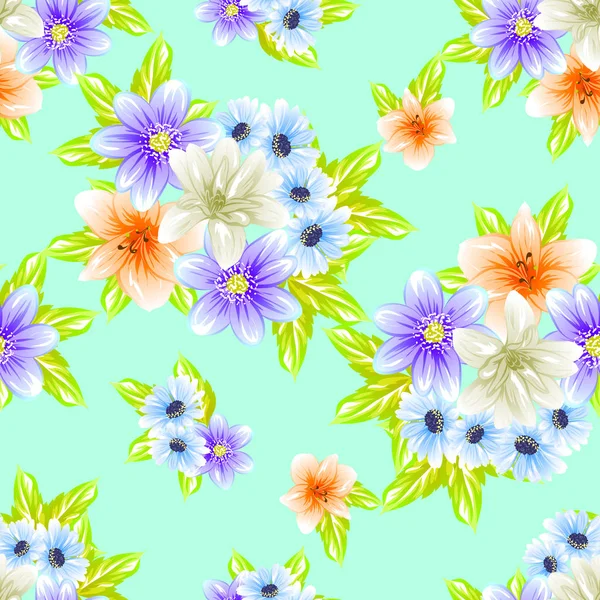 Naadloze Vintage Stijl Bloemenpatroon Floral Elementen Kleur — Stockvector