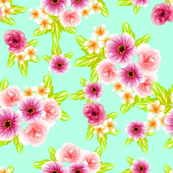 Naadloze Vintage Stijl Bloemenpatroon Floral Elementen Kleur — Stockvector