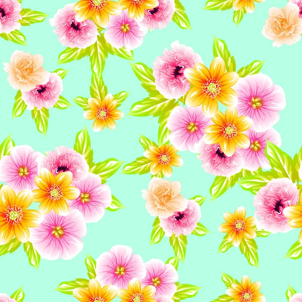 Sorunsuz vintage tarzı çiçek deseni. Renkli çiçek öğeleri