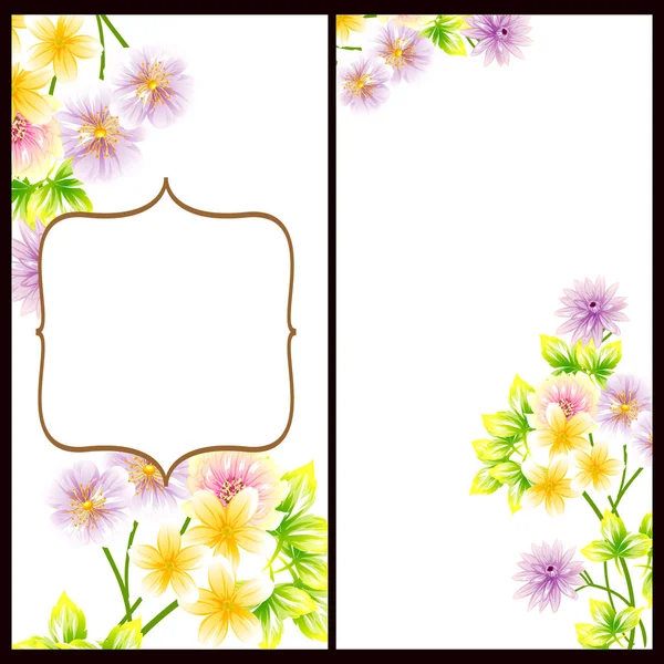 Conjunto Tarjetas Boda Flores Estilo Vintage Elementos Florales Color — Vector de stock