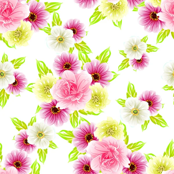 Sorunsuz vintage tarzı çiçek deseni. Renkli çiçek öğeleri