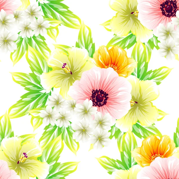 Naadloze Vintage Stijl Bloemenpatroon Floral Elementen Kleur — Stockvector