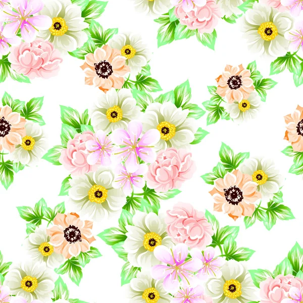 Sorunsuz vintage tarzı çiçek deseni. Renkli çiçek öğeleri