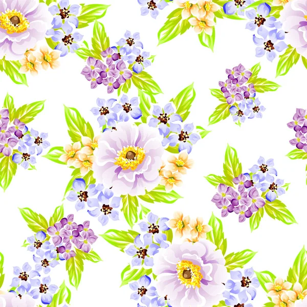 Patrón Flores Estilo Vintage Sin Costuras Elementos Florales Color — Vector de stock