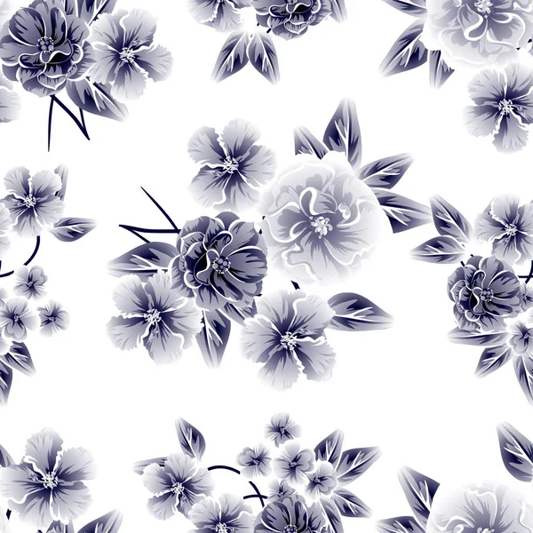 Sorunsuz vintage tarzı çiçek deseni. Kontur çiçek öğeleri