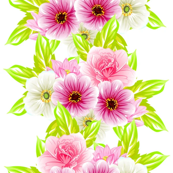 Sorunsuz vintage tarzı çiçek deseni. Renkli çiçek öğeleri