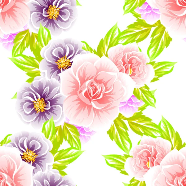 Patrón Flores Estilo Vintage Sin Costuras Elementos Florales Color — Vector de stock