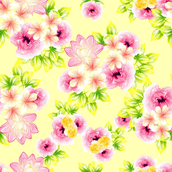 Naadloze Vintage Stijl Bloemenpatroon Floral Elementen Kleur — Stockvector