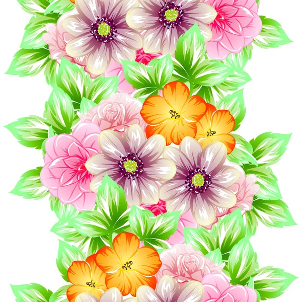 Naadloze Vintage Stijl Bloemenpatroon Floral Elementen Kleur — Stockvector