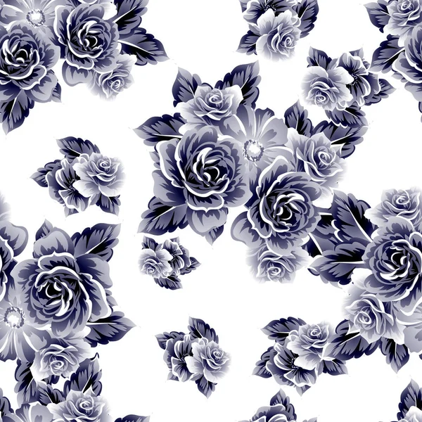 Sorunsuz vintage tarzı çiçek deseni. Kontur çiçek öğeleri