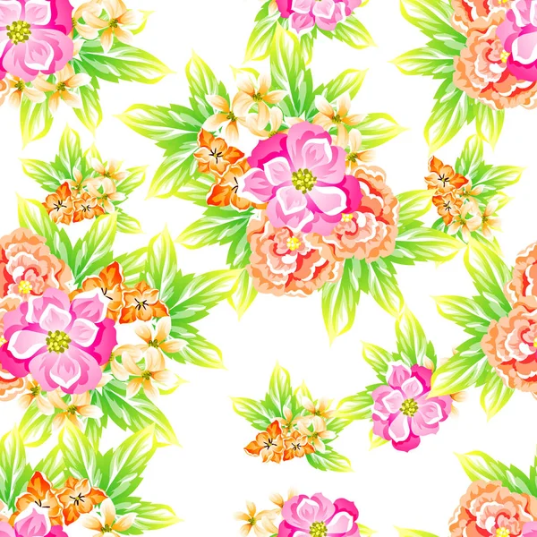 Sorunsuz vintage tarzı çiçek deseni. Renkli çiçek öğeleri