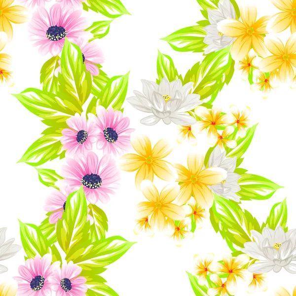 Patrón Flores Estilo Vintage Sin Costuras Elementos Florales Color — Vector de stock