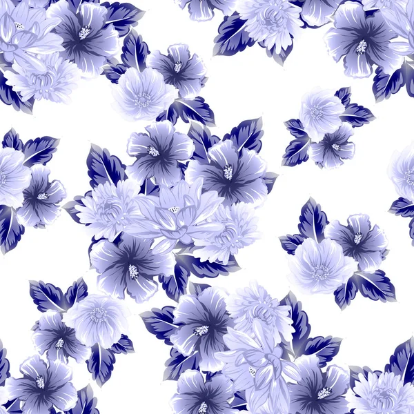 Modèle Fleur Style Vintage Sans Couture Éléments Floraux Dans Contour — Image vectorielle