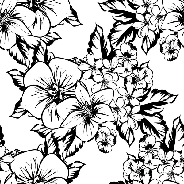 Sorunsuz vintage tarzı çiçek deseni. Kontur çiçek öğeleri