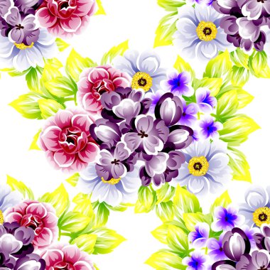 Sorunsuz vintage tarzı çiçek deseni. Renkli çiçek öğeleri
