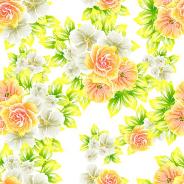 Sorunsuz vintage tarzı çiçek deseni. Renkli çiçek öğeleri