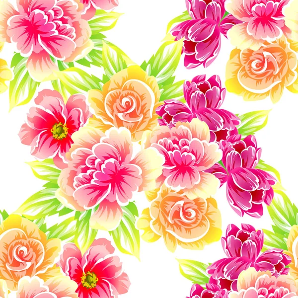 Sorunsuz vintage tarzı çiçek deseni. Renkli çiçek öğeleri