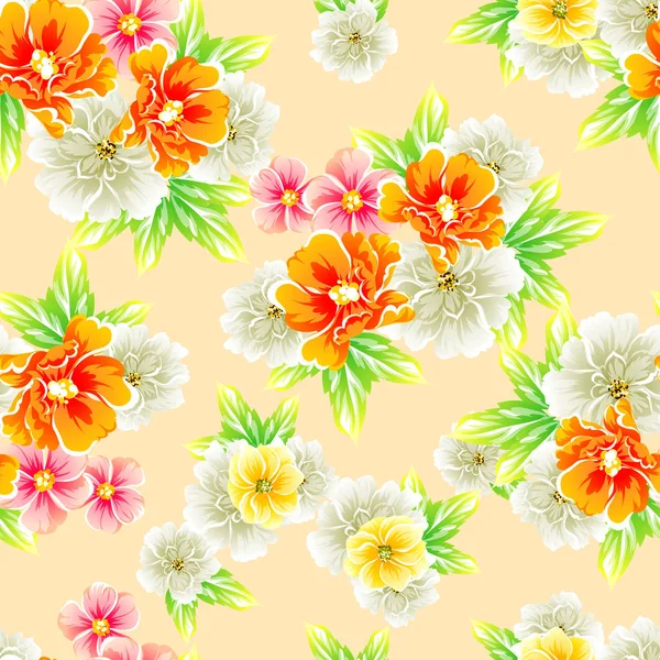 Modèle Fleur Style Vintage Sans Couture Éléments Floraux Couleur — Image vectorielle