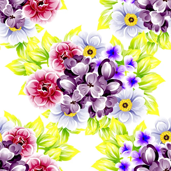 Sorunsuz vintage tarzı çiçek deseni. Renkli çiçek öğeleri