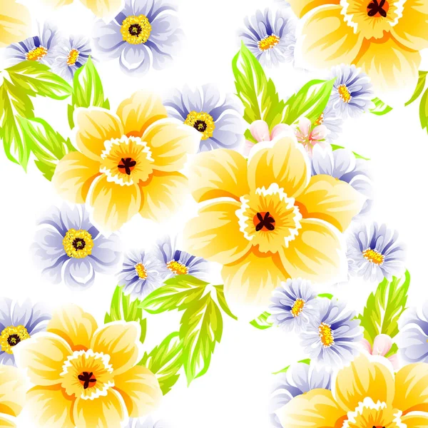 Sorunsuz vintage tarzı çiçek deseni. Renkli çiçek öğeleri