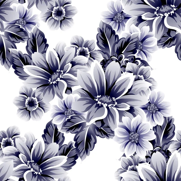 Sorunsuz vintage tarzı çiçek deseni. Kontur çiçek öğeleri