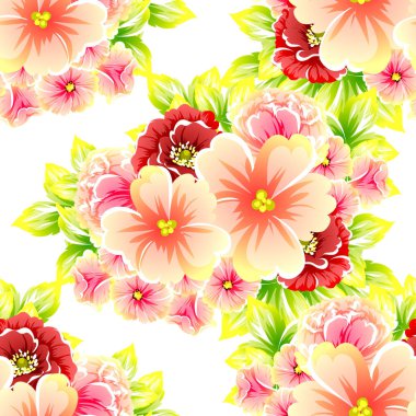 Sorunsuz vintage tarzı çiçek deseni. Renkli çiçek öğeleri