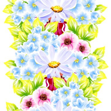 Sorunsuz vintage tarzı çiçek deseni. Renkli çiçek öğeleri