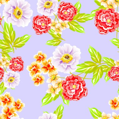 Sorunsuz vintage tarzı çiçek deseni. Renkli çiçek öğeleri