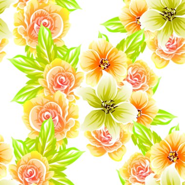 Sorunsuz vintage tarzı çiçek deseni. Renkli çiçek öğeleri