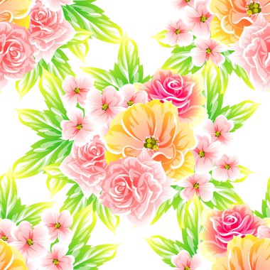 Sorunsuz vintage tarzı çiçek deseni. Renkli çiçek öğeleri