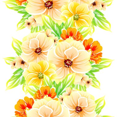 Sorunsuz vintage tarzı çiçek deseni. Renkli çiçek öğeleri