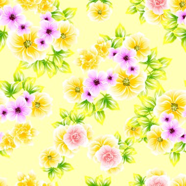 Sorunsuz vintage tarzı çiçek deseni. Renkli çiçek öğeleri