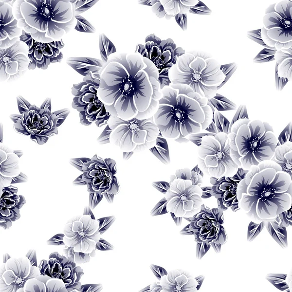 Sorunsuz vintage tarzı çiçek deseni. Kontur çiçek öğeleri