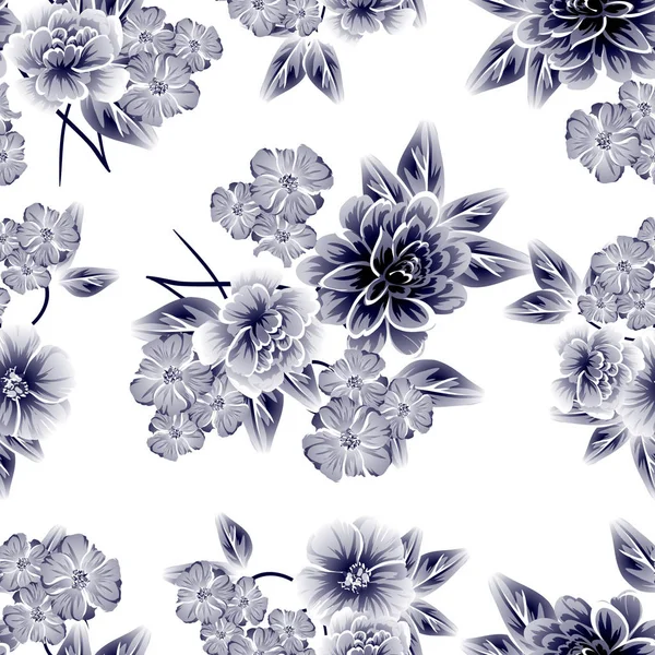 Sorunsuz vintage tarzı çiçek deseni. Kontur çiçek öğeleri