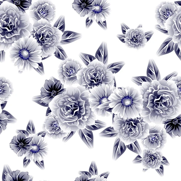 Sorunsuz vintage tarzı çiçek deseni. Kontur çiçek öğeleri