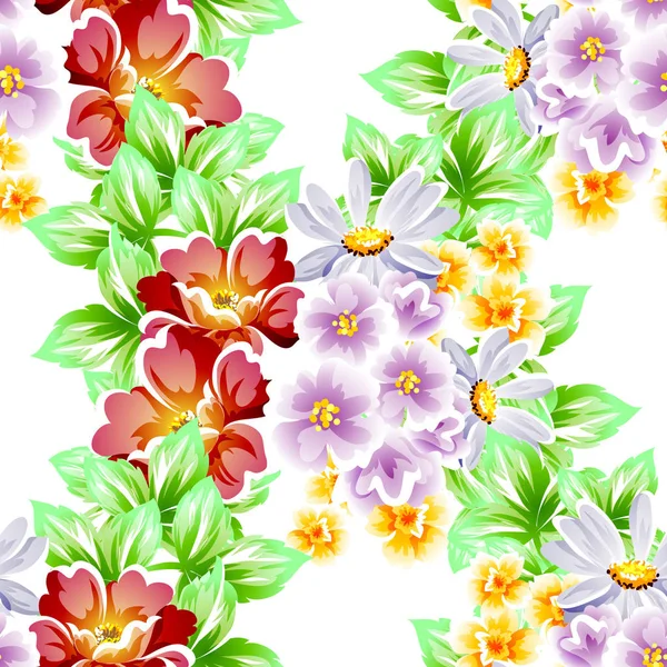 Sorunsuz vintage tarzı çiçek deseni. Renkli çiçek öğeleri