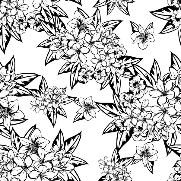 Sorunsuz vintage tarzı çiçek deseni. Kontur çiçek öğeleri