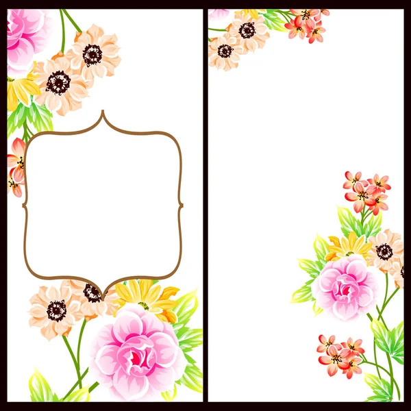 Conjunto Tarjetas Boda Flores Estilo Vintage Elementos Florales Color — Vector de stock