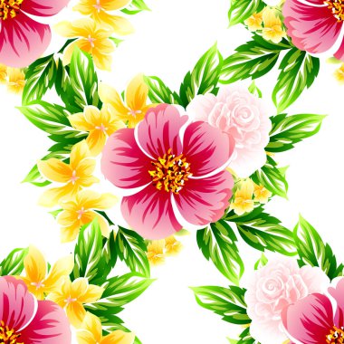 Sorunsuz vintage tarzı çiçek deseni. Renkli çiçek öğeleri