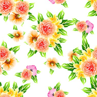 Sorunsuz vintage tarzı çiçek deseni. Renkli çiçek öğeleri