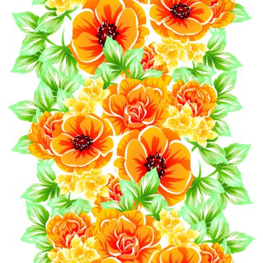 Sorunsuz vintage tarzı çiçek deseni. Renkli çiçek öğeleri