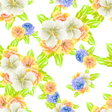 Sorunsuz vintage tarzı çiçek deseni. Renkli çiçek öğeleri