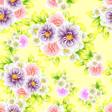 Sorunsuz vintage tarzı çiçek deseni. Renkli çiçek öğeleri