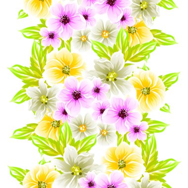 Sorunsuz vintage tarzı çiçek deseni. Renkli çiçek öğeleri