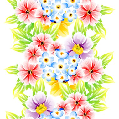 Sorunsuz vintage tarzı çiçek deseni. Renkli çiçek öğeleri